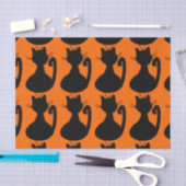 Zwarte katten Silhouette op Sinaasappel Tissuepapier (Craft)