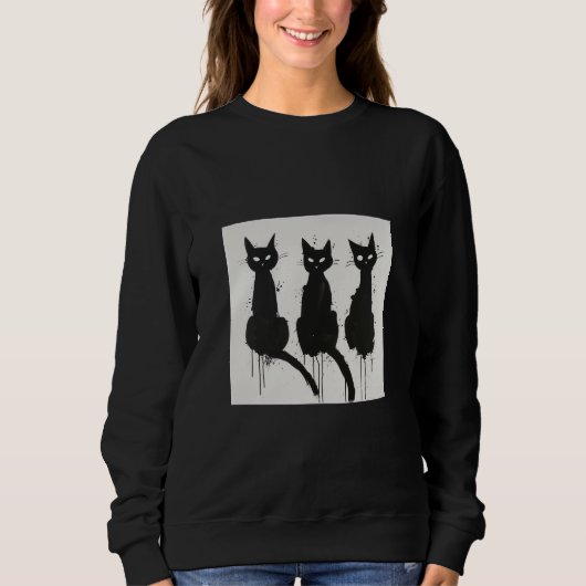 Zwarte katten Silhouette Sweatshirt (Voorkant)