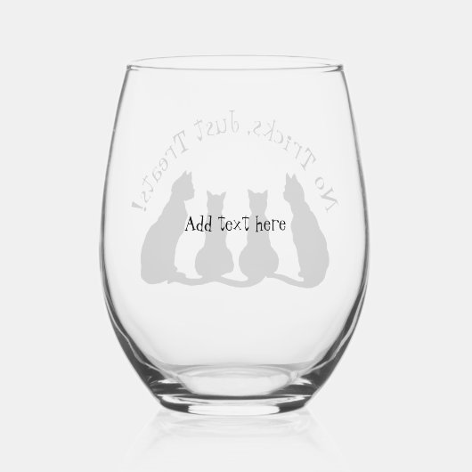 Zwarte katten silhouetten wijnglas zonder voet (Achterkant)