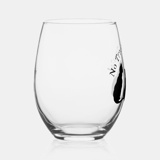 Zwarte katten silhouetten wijnglas zonder voet (Rechts)