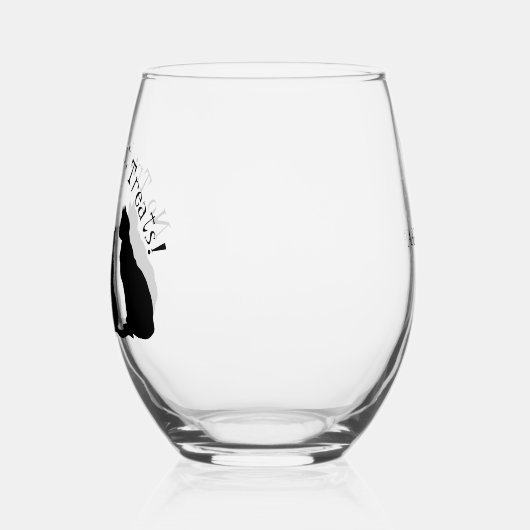 Zwarte katten silhouetten wijnglas zonder voet (Links)