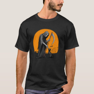 Zwarte Katten Skelet Hand Boop Halloween Huisdier  T-shirt
