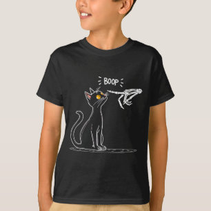 Zwarte Katten Skelet Hand Boop Halloween Uitvoerin T-shirt