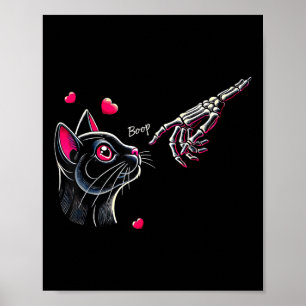 Zwarte Katten Skelet Hand Boop Valentijnsdag Huisd Poster