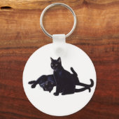 zwarte katten sleutelhanger (Voorkant)