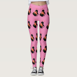 Zwarte katten spelen met hart leggings