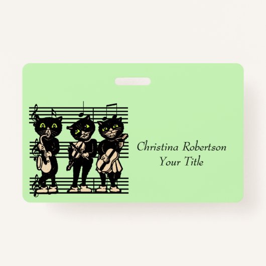 Zwarte katten spelen muziekblad Musical Notes Groe Badge (Voorkant)