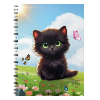 Zwarte Katten Spiraal Notebook met Cute Ontwerp Notitieboek