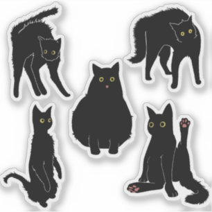 Zwarte katten sticker