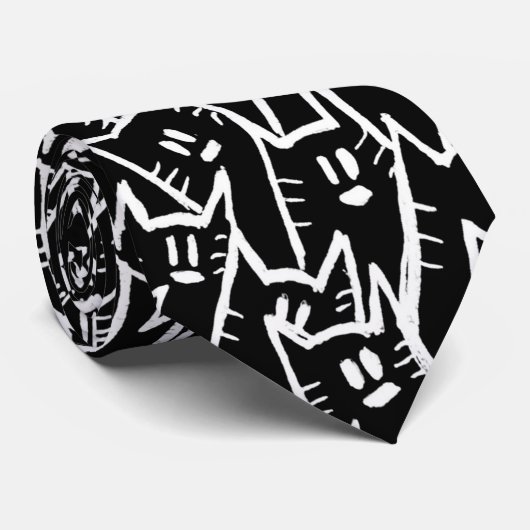 Zwarte katten stropdas (Opgerold)