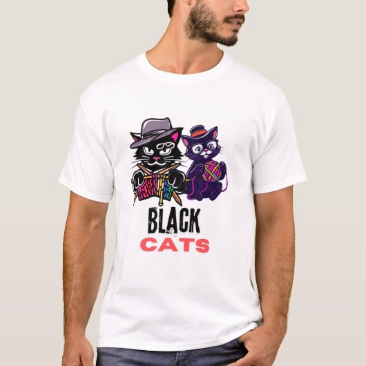 Zwarte katten t-shirt (Voorkant)