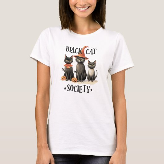 zwarte katten t-shirt (Voorkant)