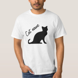 Zwarte katten t shirten met de aangepaste naam van t-shirt