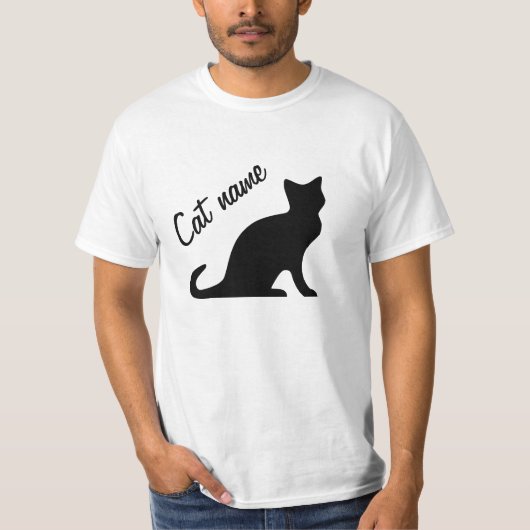 Zwarte katten t shirten met de aangepaste naam van t-shirt (Voorkant)