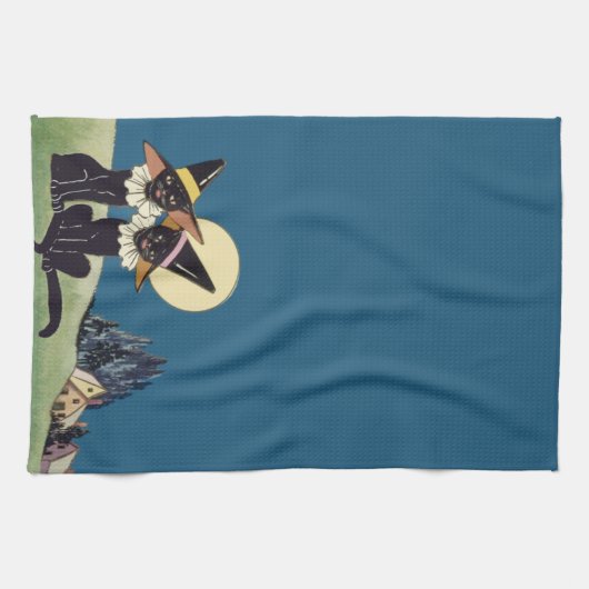  zwarte katten theedoek (Horizontaal)