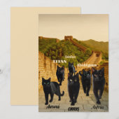 Zwarte katten vallen De Grote Muur binnen in kerst Kaart (Voorkant / Achterkant)