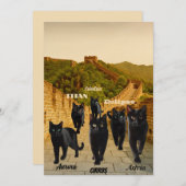 Zwarte katten vallen De Grote Muur binnen platte k Kaart (Voorkant / Achterkant)