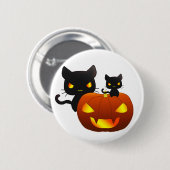 Zwarte katten van Kawaii en halloween pompoen Ronde Button 5,7 Cm (Voorkant /achterkant)