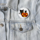 Zwarte katten van Kawaii en halloween pompoen Ronde Button 5,7 Cm (In situ)