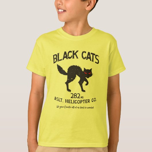 Zwarte Katten Vintage Embleem T-shirt (Voorkant)