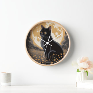 Zwarte Katten Vintage Wandklok voor Kattenliefhebb