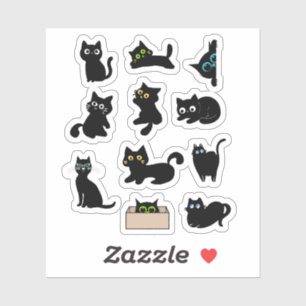 Zwarte katten vinyl sticker Cute Kat