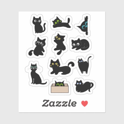 Zwarte katten vinyl sticker Cute Kat (Vel)