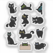 Zwarte katten vinyl sticker Cute Kat (Voorkant)