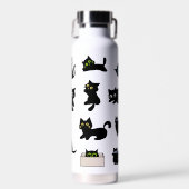  Zwarte katten vinyl sticker Cute  Kat  Waterfles (Voorkant)