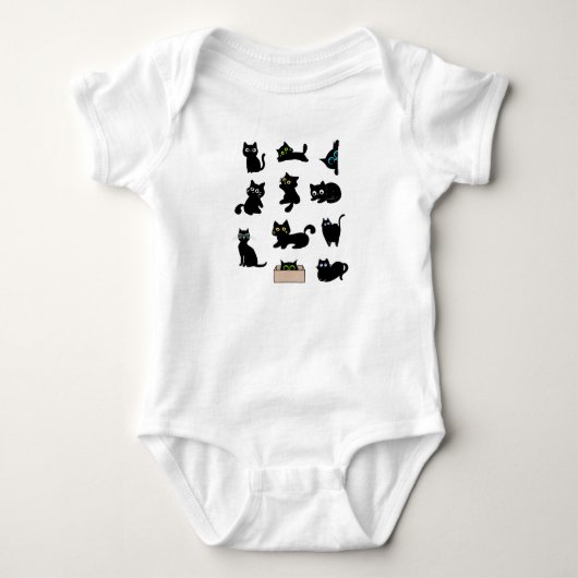 Zwarte katten vinyl sticker Schattig Kat Romper (Voorkant)
