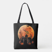 Zwarte Katten Volle Maan Grappig Dier Huisdier Lie Tote Bag (Achterkant)