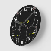 Zwarte Katten Wandklok Cute (Hoek)