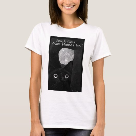 Zwarte katten willen ook thuis! t-shirt (Voorkant)