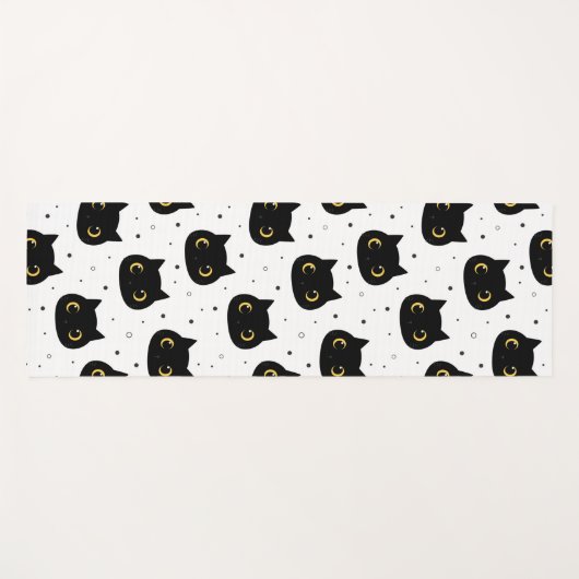 Zwarte katten yogamat (Voorkant (horizontaal))
