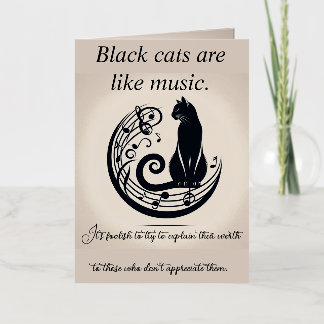Zwarte katten zijn als muziekkaart folie wenskaart