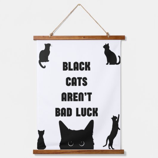 Zwarte katten zijn geen pech hangend wandkleed (Voorkant)
