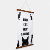 Zwarte katten zijn geen pech hangend wandkleed (Gebogen)