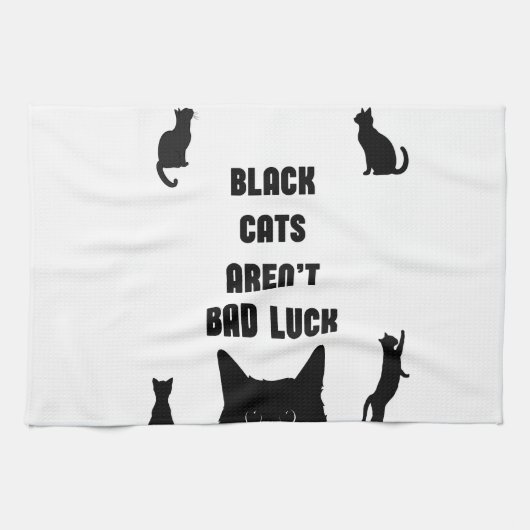 Zwarte katten zijn geen pech theedoek (Horizontaal)