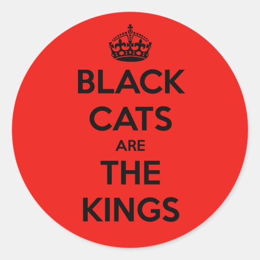 Zwarte katten zijn koning ronde sticker (Voorkant)