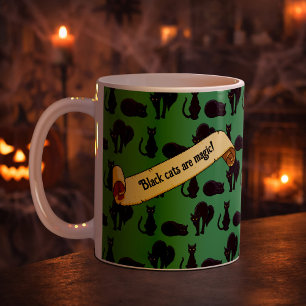 Zwarte katten zijn magisch! Heksenkat Pixel Art St Koffiemok