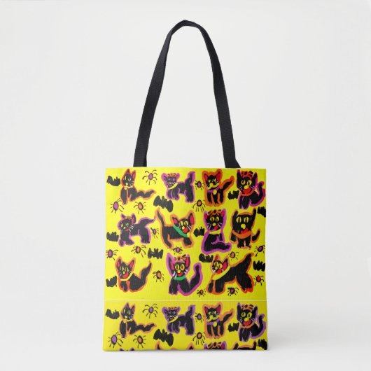 zwarte kattenbank tote bag (Voorkant)