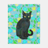 zwarte kattenbloem fleece deken (Voorkant)