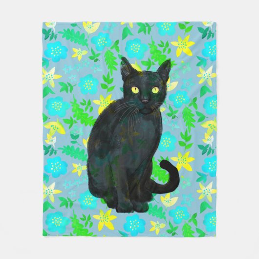 zwarte kattenbloem fleece deken (Voorkant)