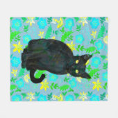 zwarte kattenbloem fleece deken (Voorkant (Horizontaal))