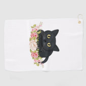 zwarte kattenbloem golfhanddoek (Horizontaal)