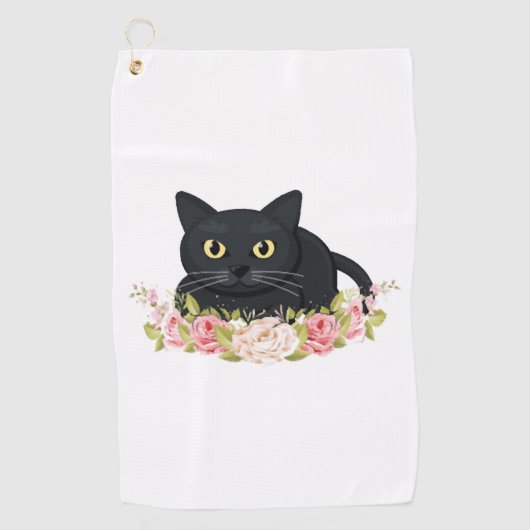 zwarte kattenbloem golfhanddoek (Voorkant)