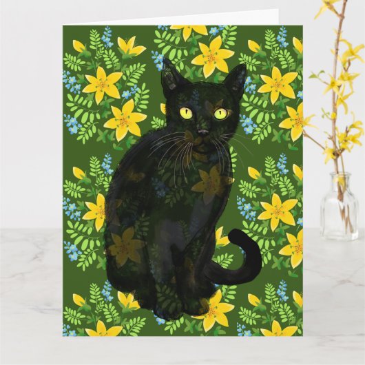 zwarte kattenbloem kaart (Gele Bloem)