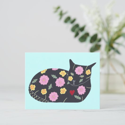 Zwarte kattenbloemen Planten Katten kunnen Briefka Briefkaart (Staand voorkant)