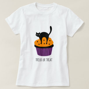 Zwarte kattenbrood Halloween-thema T-shirt