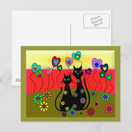 Zwarte kattenbroodjes briefkaart (Voorkant / Achterkant)